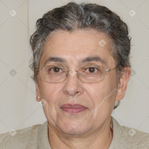 Joyful white middle-aged male with short  brown hair and brown eyes