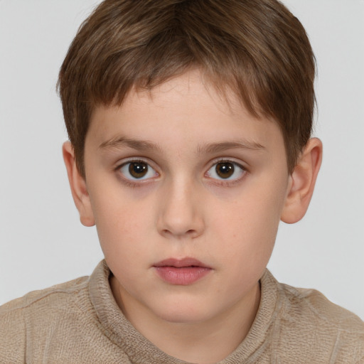 Neutral white child male with short  brown hair and brown eyes