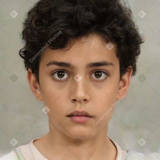 Neutral white child male with short  brown hair and brown eyes