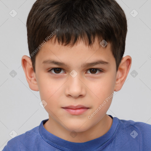 Neutral white child male with short  brown hair and brown eyes