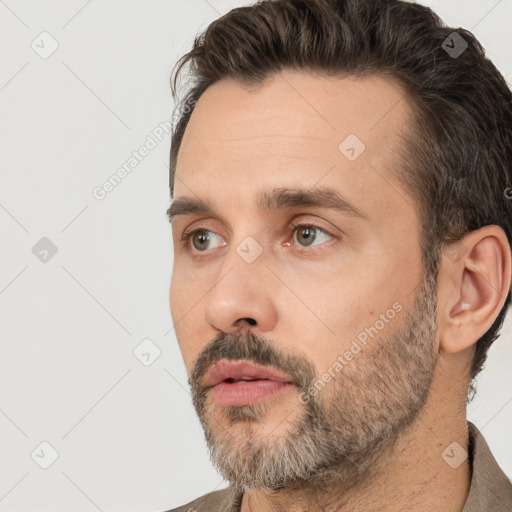 Neutral white adult male with short  brown hair and brown eyes