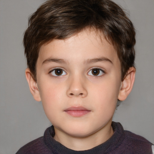 Neutral white child male with short  brown hair and brown eyes