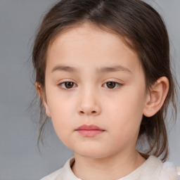 Neutral white child female with medium  brown hair and brown eyes