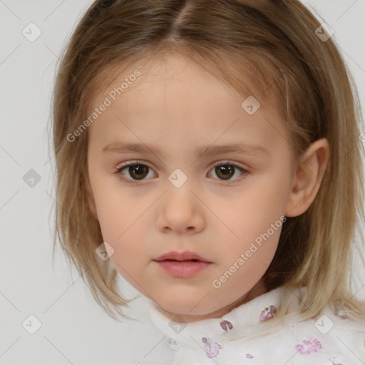 Neutral white child female with medium  brown hair and brown eyes