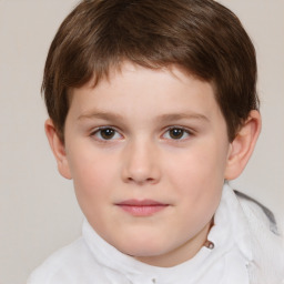 Neutral white child male with short  brown hair and brown eyes