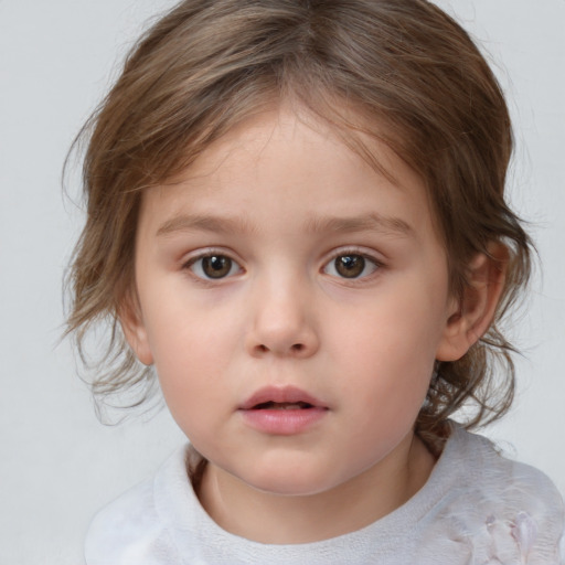 Neutral white child female with medium  brown hair and brown eyes