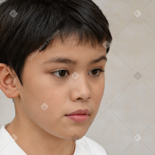 Neutral white child male with short  brown hair and brown eyes