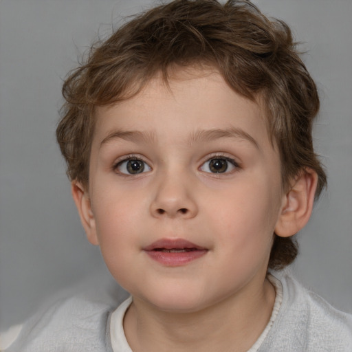 Neutral white child male with short  brown hair and brown eyes