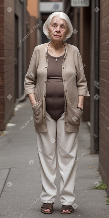 Caucasian elderly female with  white hair