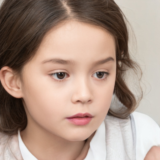 Neutral white child female with medium  brown hair and brown eyes