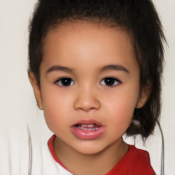 Neutral white child female with short  brown hair and brown eyes