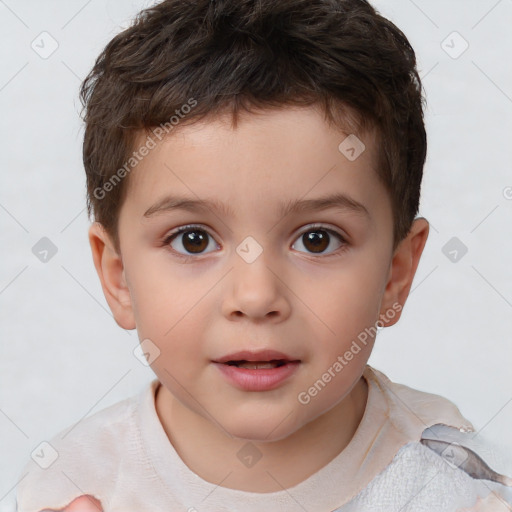 Neutral white child male with short  brown hair and brown eyes