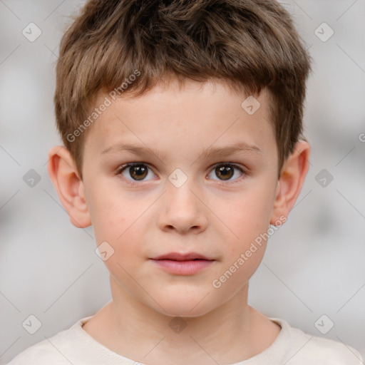 Neutral white child male with short  brown hair and brown eyes