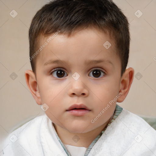 Neutral white child male with short  brown hair and brown eyes