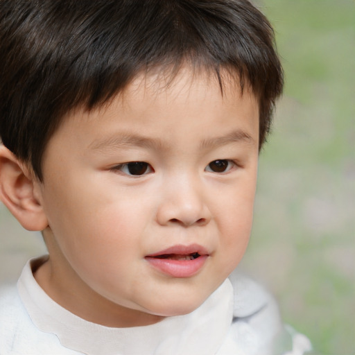 Joyful white child male with short  brown hair and brown eyes