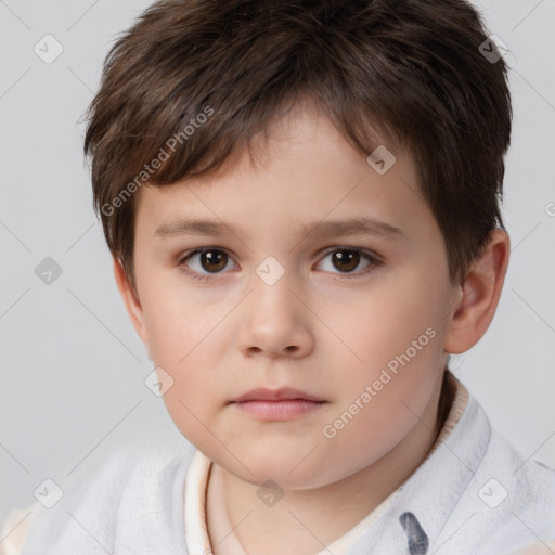 Neutral white child male with short  brown hair and brown eyes