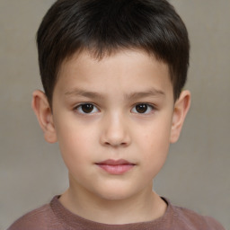 Neutral white child male with short  brown hair and brown eyes