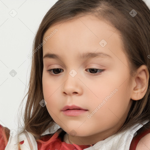 Neutral white child female with medium  brown hair and brown eyes