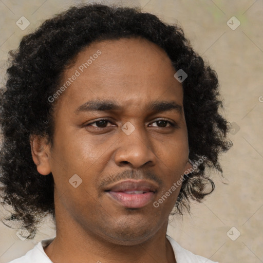 Neutral black young-adult male with short  brown hair and brown eyes