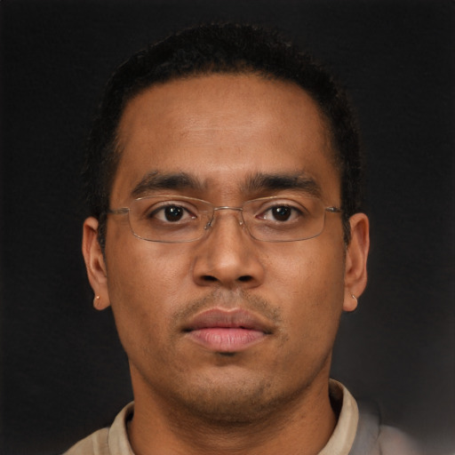 Neutral latino young-adult male with short  brown hair and brown eyes