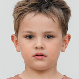 Neutral white child male with short  brown hair and brown eyes