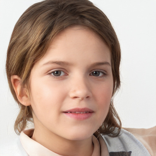 Neutral white child female with medium  brown hair and brown eyes