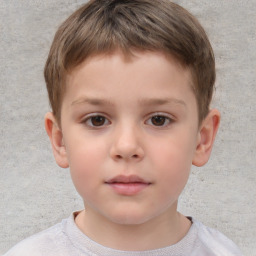 Neutral white child male with short  brown hair and brown eyes