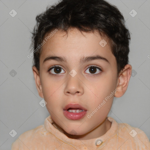 Neutral white child male with short  brown hair and brown eyes