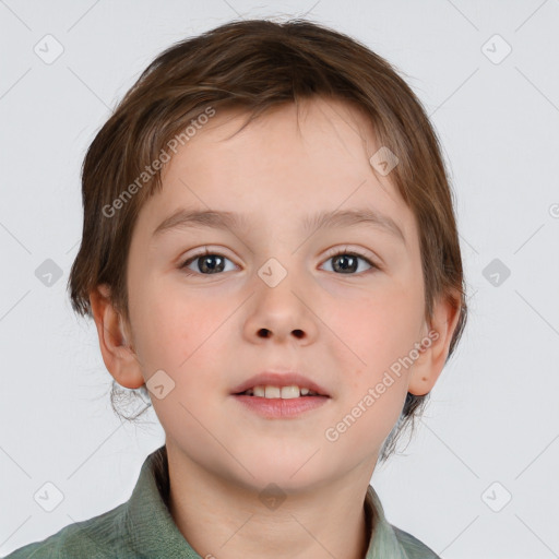 Neutral white child male with short  brown hair and brown eyes