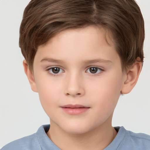 Neutral white child female with short  brown hair and brown eyes