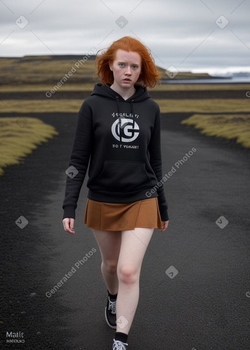 Icelandic adult female with  ginger hair