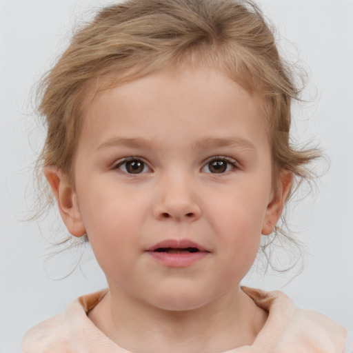 Neutral white child female with medium  brown hair and brown eyes