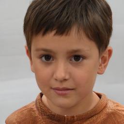 Neutral white child male with short  brown hair and brown eyes