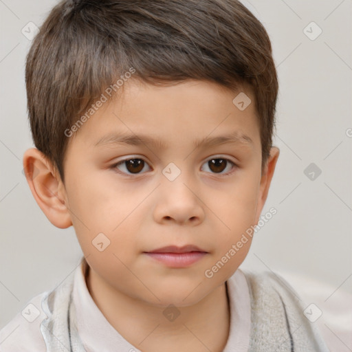 Neutral white child male with short  brown hair and brown eyes