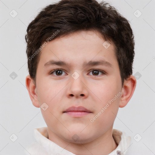 Neutral white child male with short  brown hair and brown eyes