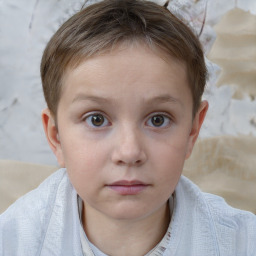 Neutral white child male with short  brown hair and brown eyes