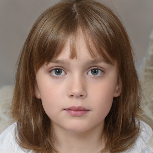 Neutral white child female with medium  brown hair and brown eyes