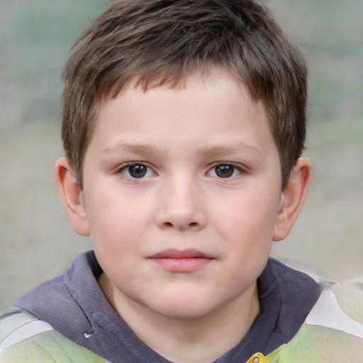 Neutral white child male with short  brown hair and brown eyes