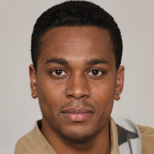 Neutral latino young-adult male with short  brown hair and brown eyes