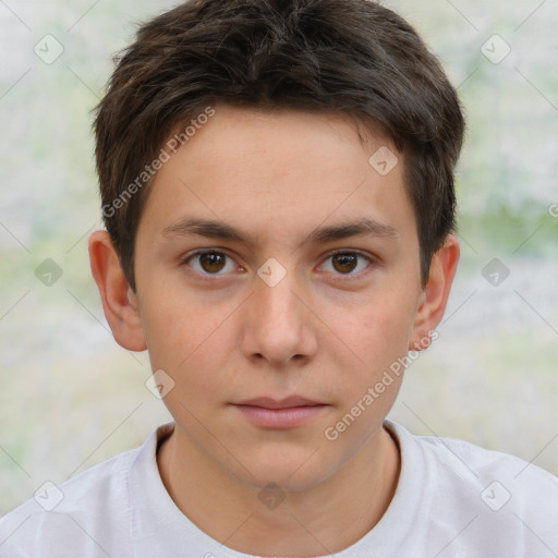 Neutral white child male with short  brown hair and brown eyes