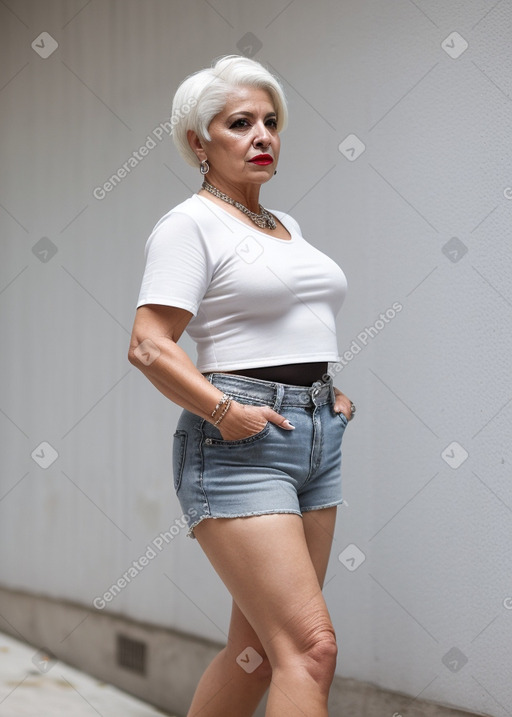 Puerto rican middle-aged female with  white hair