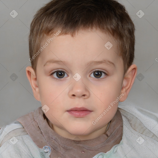 Neutral white child male with short  brown hair and brown eyes