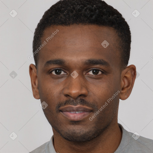 Neutral black young-adult male with short  brown hair and brown eyes