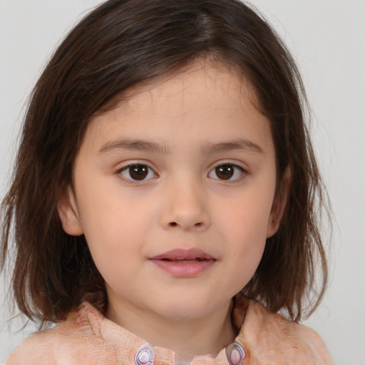 Neutral white child female with medium  brown hair and brown eyes