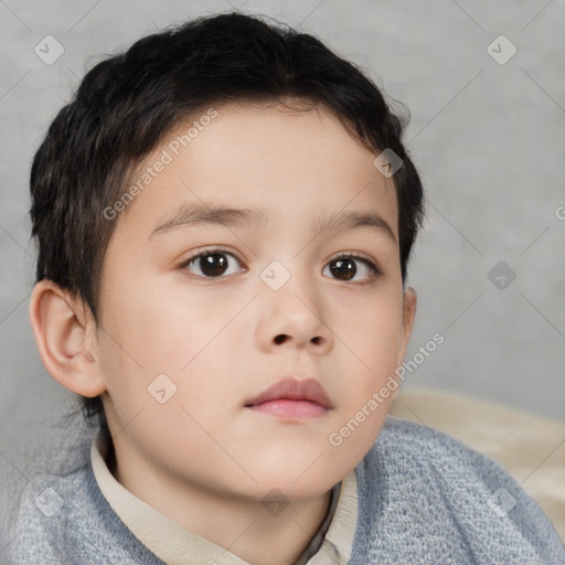 Neutral white child male with short  brown hair and brown eyes