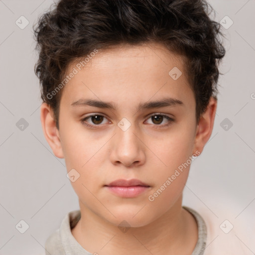 Neutral white child male with short  brown hair and brown eyes