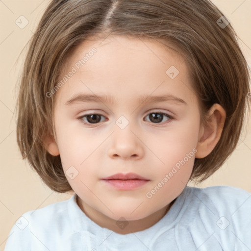 Neutral white child female with medium  brown hair and brown eyes