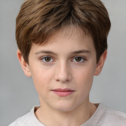 Neutral white child male with short  brown hair and brown eyes