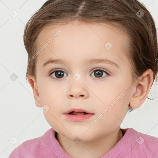 Neutral white child female with medium  brown hair and brown eyes