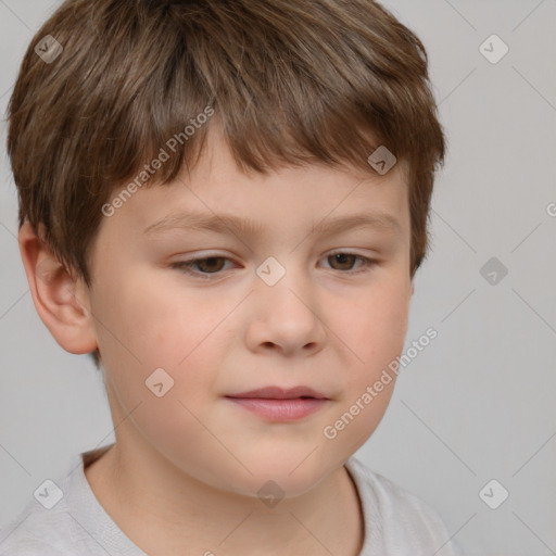 Neutral white child male with short  brown hair and brown eyes